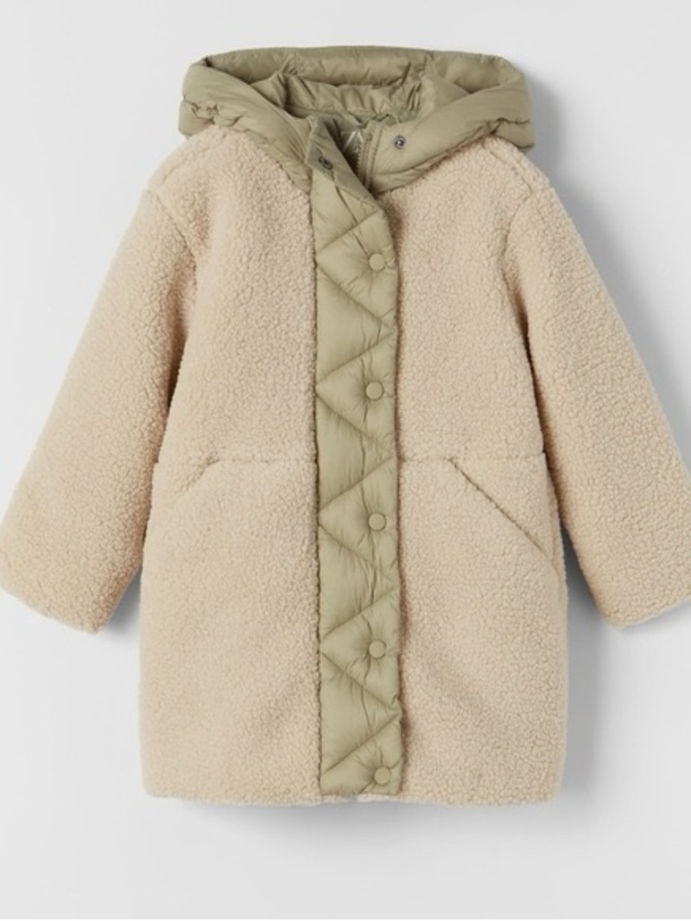 Zara Kids Contrasting Faux
Shearling Coat Size 10